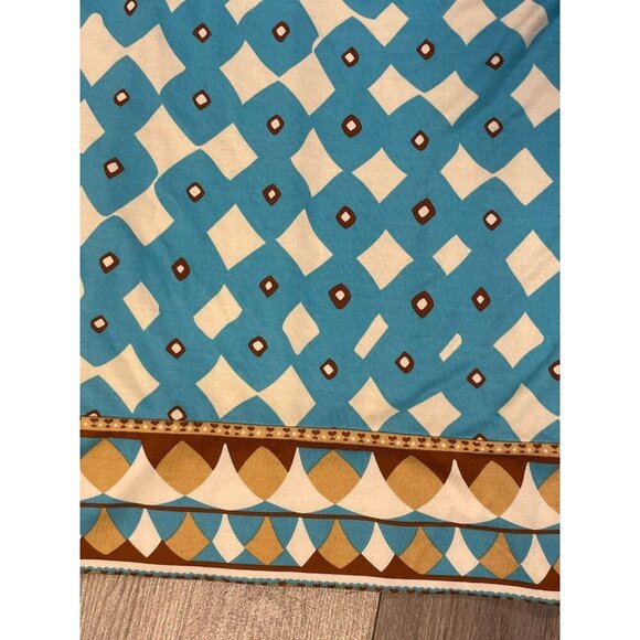 Diane Von Furstenberg Banner Dress Rhombus Blue Brown Print Silk Mini NWT Size 4 - Picture 7 of 10